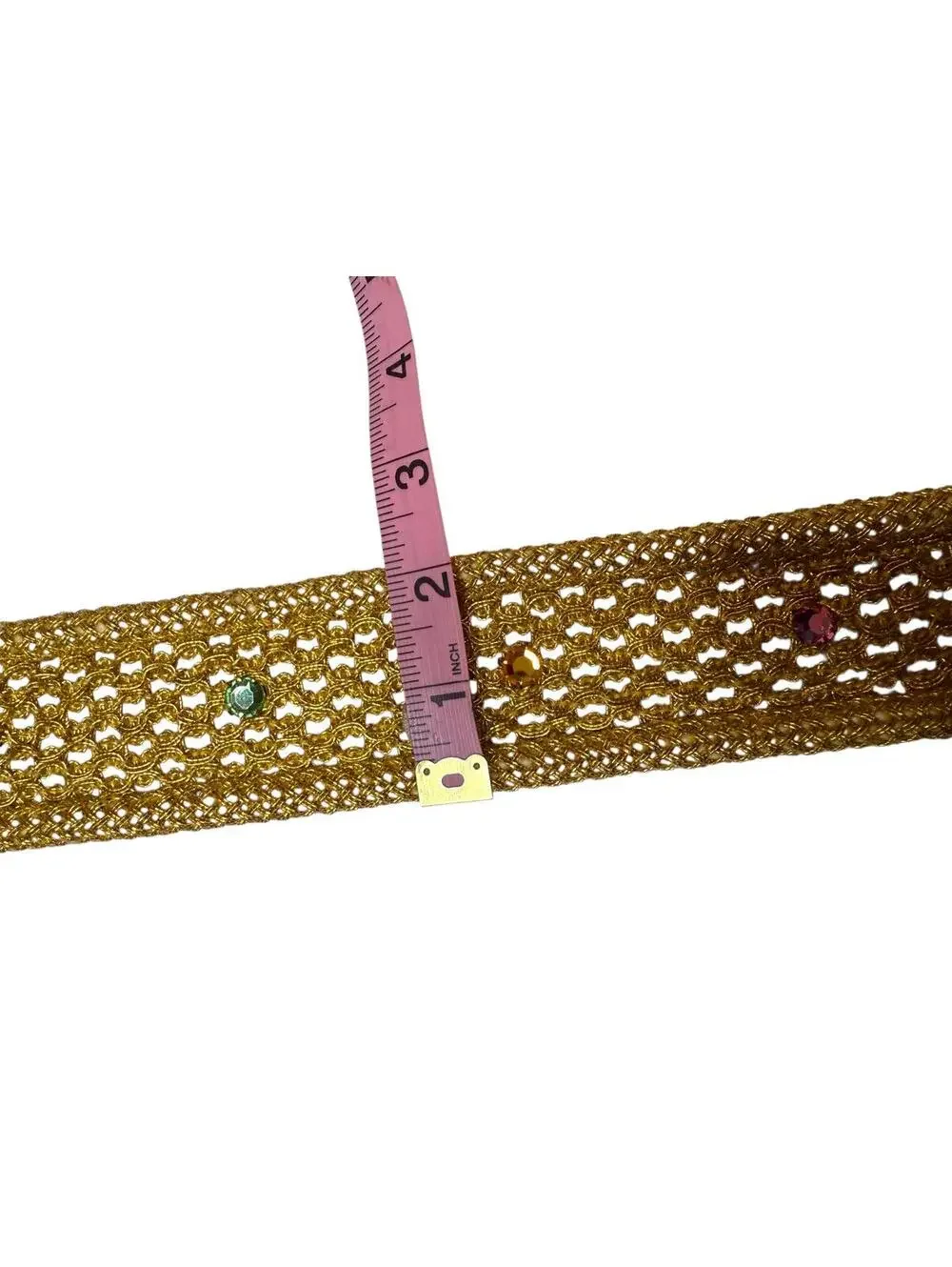 Vintage Golden Glam Crochet Belt Sparkly Gems